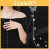 Elegant Korean Style Rhinestone Butterfly Tassel Sweater Necklace For Women