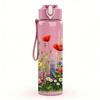 1PC Wild Mixed Meadow Flower Group 750ml Color Plastic Water Bottle Leakproof Flip Straw Lid For Sports Office Home Use