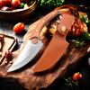 Kitchen Mini Meat Cleaver Pocket Boning Knife Chef Utility Knife Barbecue Cutting Fishing Knife Paring Cutter Tools with Sheath