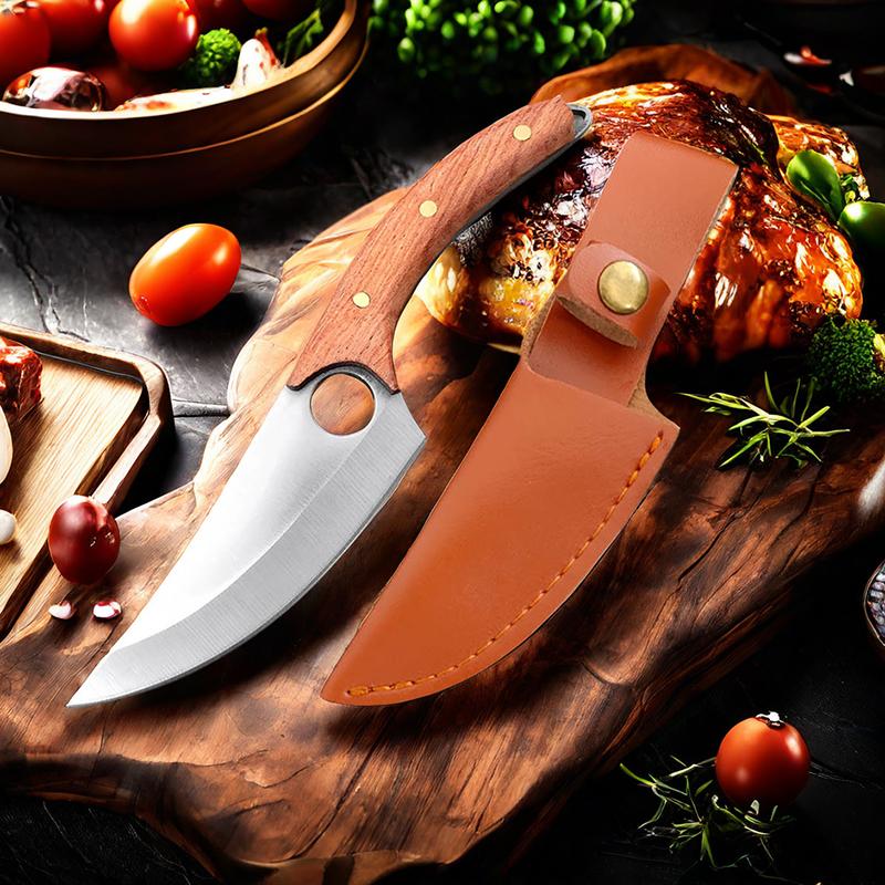 Kitchen Mini Meat Cleaver Pocket Boning Knife Chef Utility Knife Barbecue Cutting Fishing Knife Paring Cutter Tools with Sheath