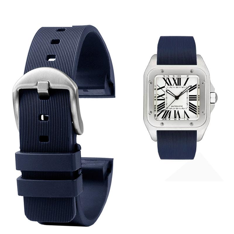 

Класичний 20 23 мм ремінець для годинника Cartier Santos Sandoz Santos 100 Series Силіконовий ремінець для годинника Гумовий для чоловіків і жінок Аксесуари для годинників 23mm