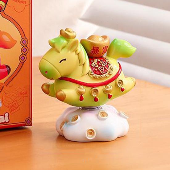 Čínské zvěrokruhové koňské sošky Rok koně Roztomilá otočná figurka koně Pryskyřice Šťastná Feng Shui ozdoba pro domácnost, kancelář, obchod Stolní dekorace