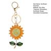 Sparkling Rhinestone Sunflower Keychain Women Girls Car Key Ring Holder Backpack Pendant Purse Bag Charm Decoration Accessories