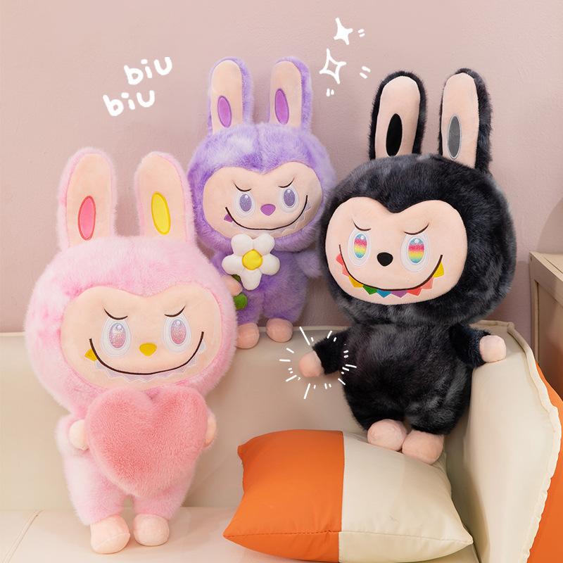 1 Piece New 35cm Tie-dye Labubu Plush Toy Cartoon Cute Cloth Doll Kids Gift