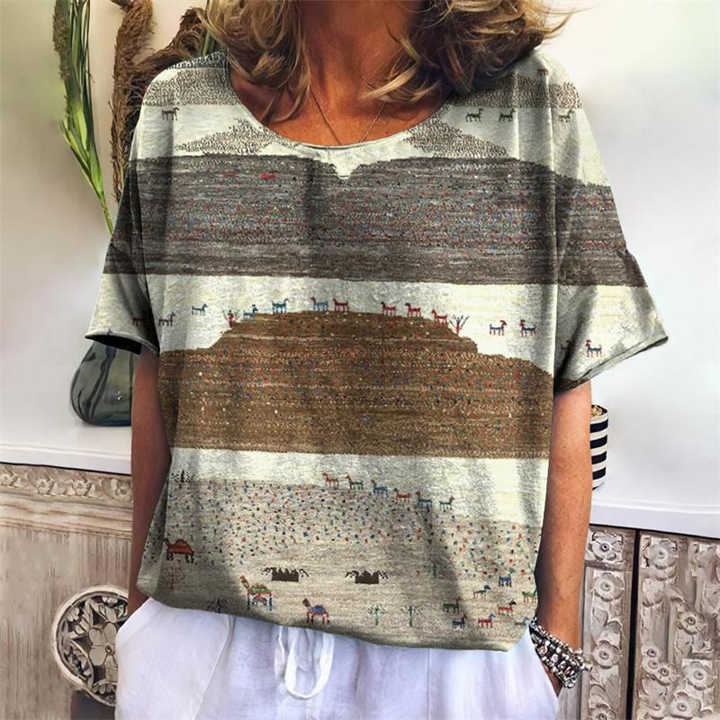 Lustiges Geometrie T-Shirt für Frauen Bunte 3D-gedruckte T-Shirts Sommer Übergroße Oberteile Kurze Ärmel Rundhals T-Shirts Streetwear