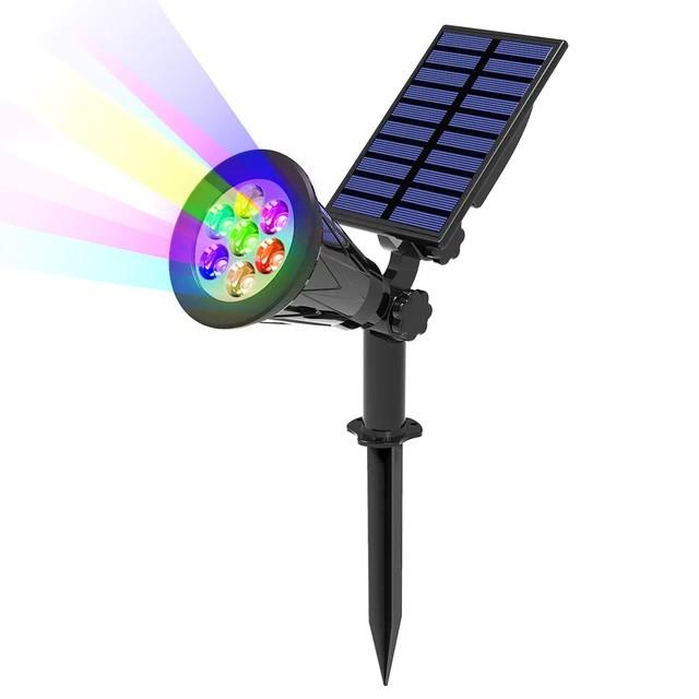 1pc/2pcs 7LED Solar Spotlight Auto Color-Changing Outdoor Lighting Garden Solar Lamp Landscape Wall Light for Decoration