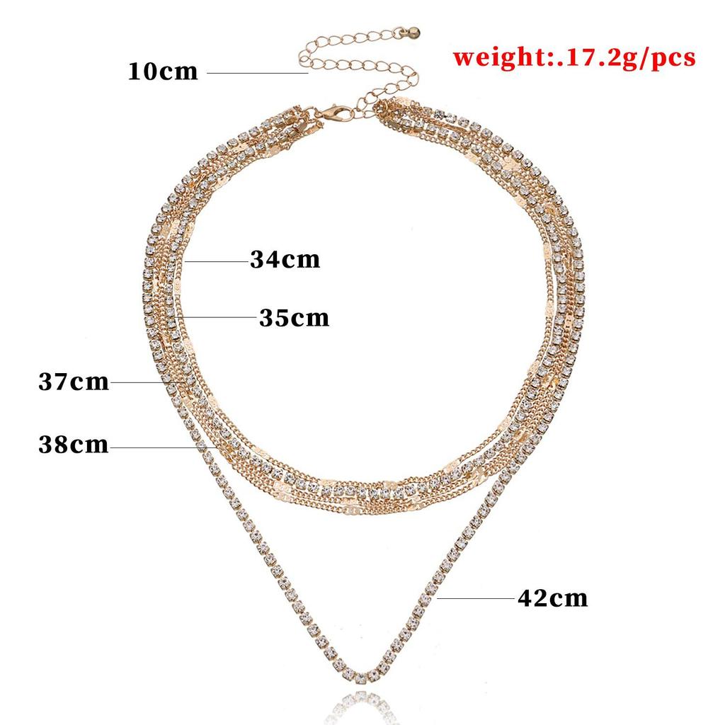 Accessories, temperament popular claw chain rhinestone necklace, fashionable hip-hop personality multi-layer full diamond necklace