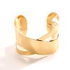 Exaggerated Punk Smooth Cross Open Cuff Wide Bangle for Women Gypsy Heavy Metal Chunky Arm Bracelet Grunge Jewelry Steampunk Men