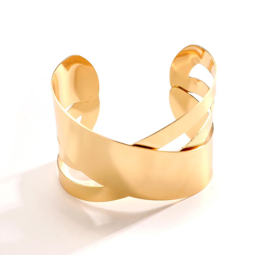 Exaggerated Punk Smooth Cross Open Cuff Wide Bangle for Women Gypsy Heavy Metal Chunky Arm Bracelet Grunge Jewelry Steampunk Men