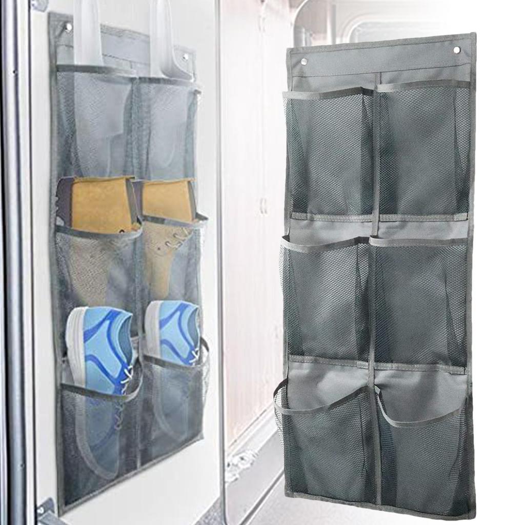 Mesh Pockets Hanging Organizer  6 Grids Wall-mounted Sundries Organiser Closet Storage Mesh Bag Pocket  Hanging Over The Door
