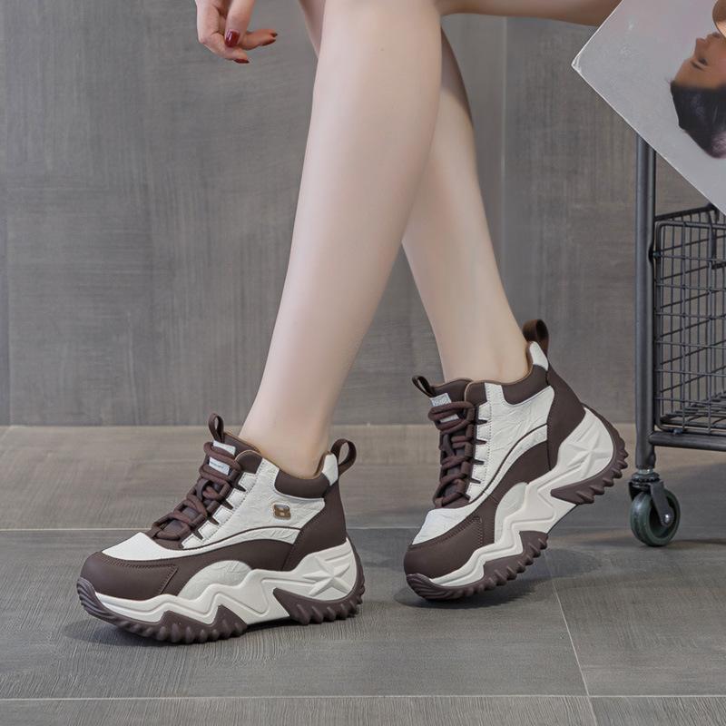 9906 leather high-top shoes new versatile spring and autumn platform sports casual black retro shoes