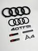 For Q2 4Ring Logo ABS Black Car Hood Front Grill Emblem Rear Trunk Badge A4 Quattro Sline 40TFSI  Emblem Car Accessories