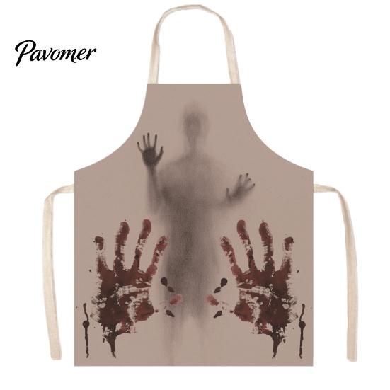 Creepy Butcher Apron Halloween with Realistic Blood Stain, Washable Protective Work Apron, Waterproof Cooking Horror Costume Prop for Cosplay Parties