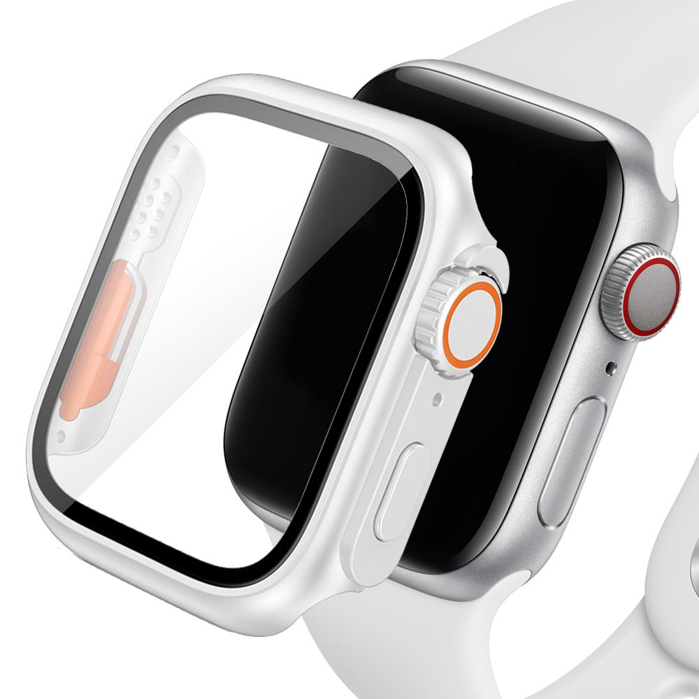 Change to Ultra for Apple Watch Case Series 8 7 45mm 41mm Screen Protector Cover Glass+Case for iWatch 4 5 6 SE 44mm 40mm Bumper