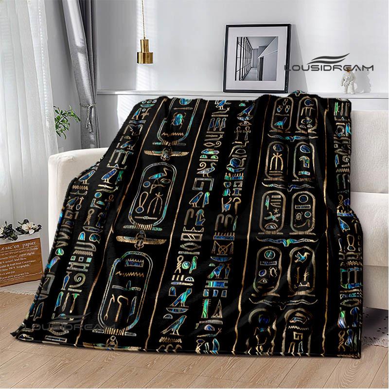 Egyptian pictograph symbol printed blanket Picnic blanket Warm Flannel blankets Home bed linings blankets for beds Birthday Gift