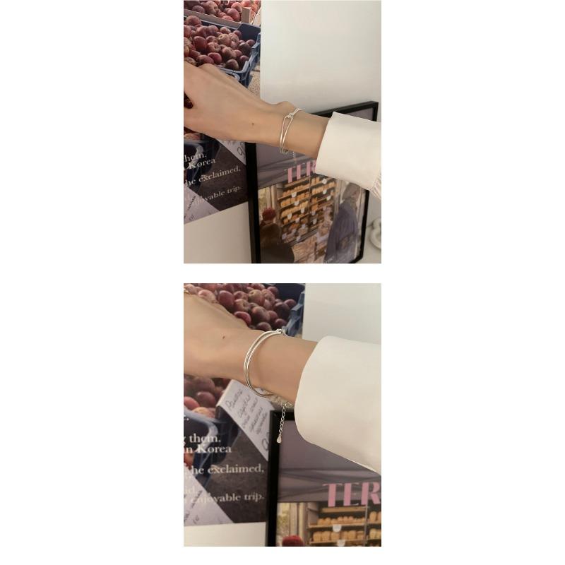 Women Minimalist Geometric Knotted Double Layer Chain Bangle Bracelet