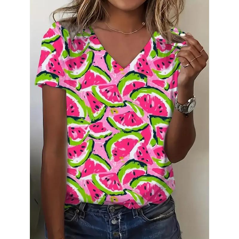 3D printed V-neck T-shirt for women S