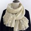 Cotton Linen Lace Patchwork Scarf Solid Color Shawl and Wrap Fashion Thin Gauze Scarf for Women