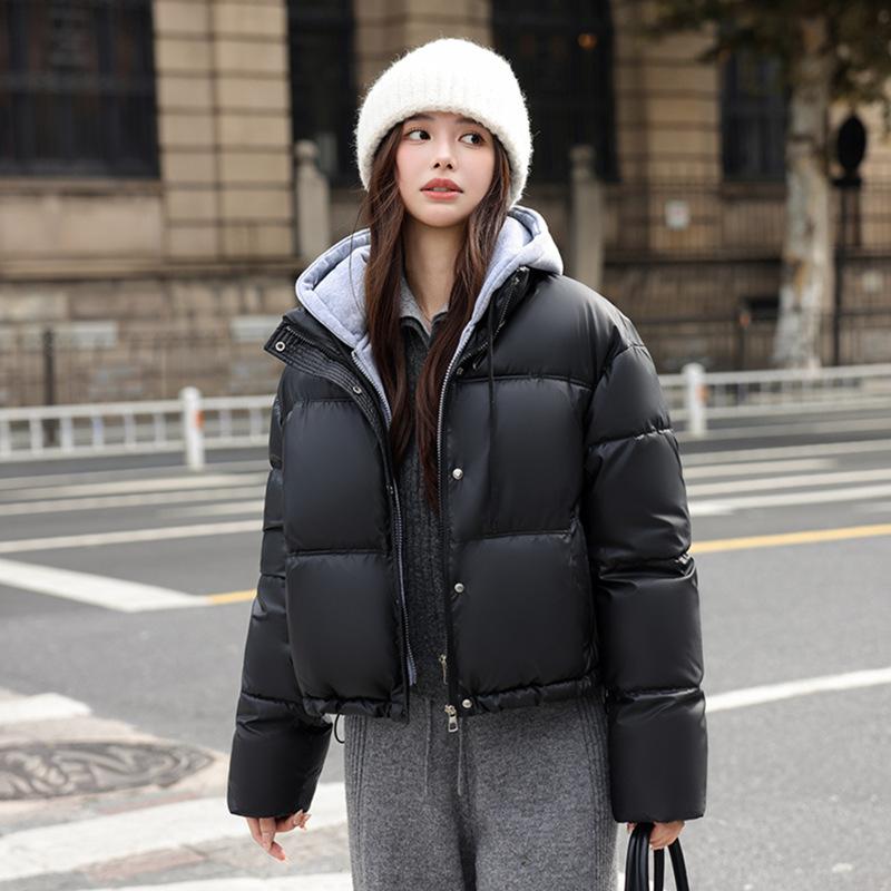 Winter new drawstring hooded thickened short cotton-padded casual small student cotton-padded jacket trendy