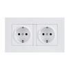 Curved White European Standard Socket Panel with Double USB & Type C, German Switch, Concealed Installation