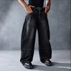 European and American street wing printed jeans men's straight loose high street washed denim trousers men