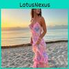 Vestito sottoveste rosa con motivo 3D e scollo monospalla per la primavera