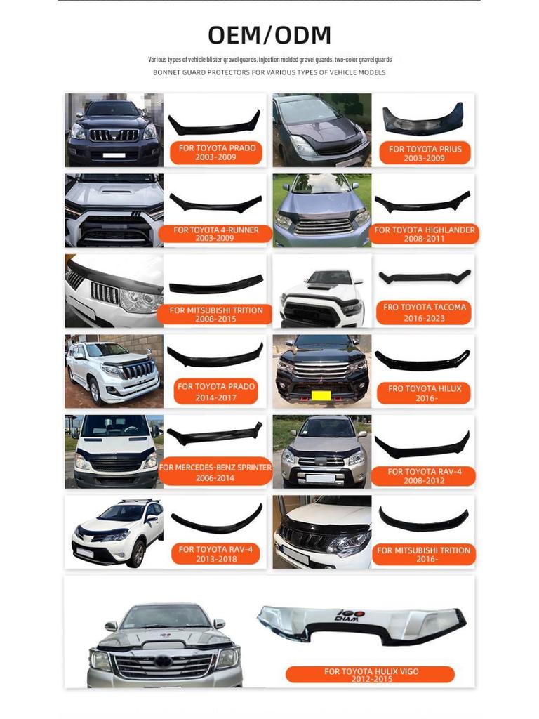 Black Hood Sand and Stone Guard for Mazda BT50 - Car Protective Modification Part