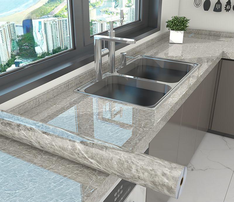 Wall Adhesive Wallpaper for Kitchen Marble Pattern Oil-proof Stickers Kitchen Stove PVC Wallpaper Home Decor Waterproof Film