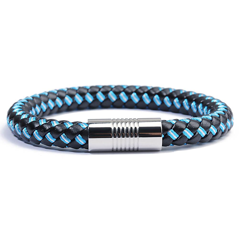 

Hot Country Spain/Russia Flag Rope Leather Bracelet Men Colorful Magnet Bracelets&Bangles Pulseras Stainless Steel Rope leather 19.5cm