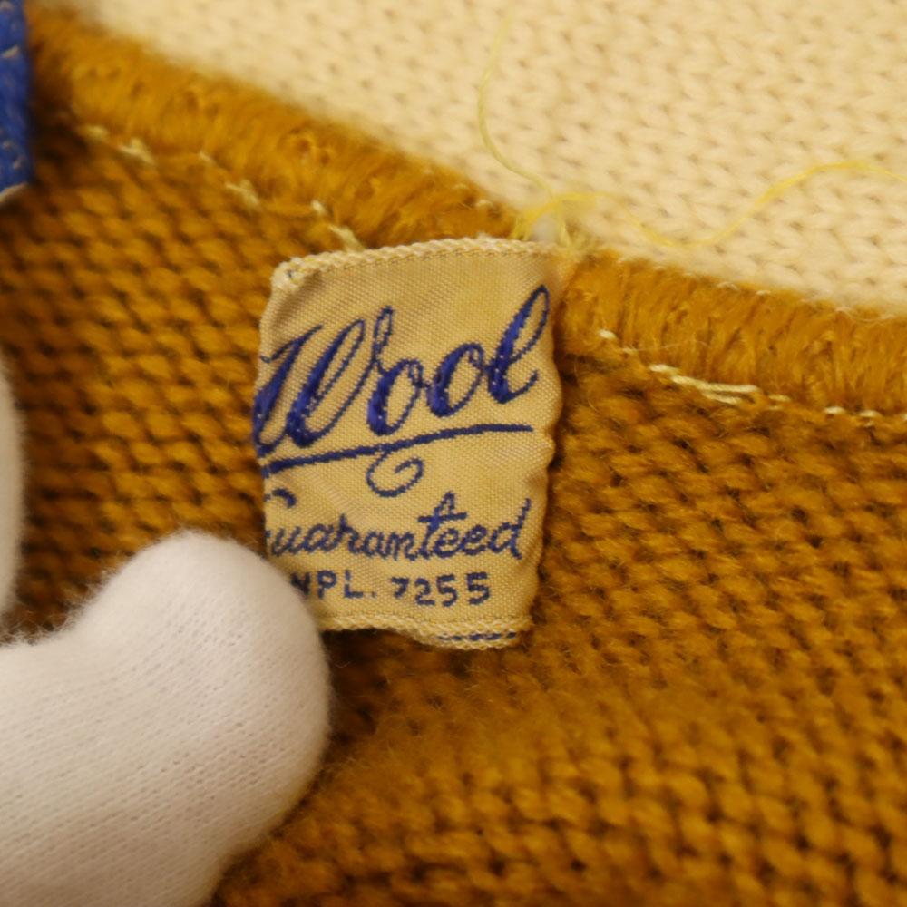 COLLEGIATE PENNAN 60s 70s Vintage Lettered Long Sleeve V Neck Knit Cardigan Men's Used