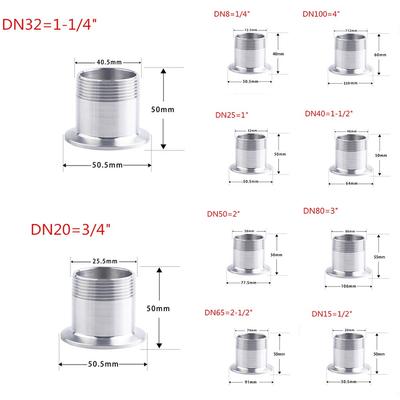 304Stainless Steel Sanitary Male Threaded Ferrule Pipe Fitting Tri Clamp Adapter