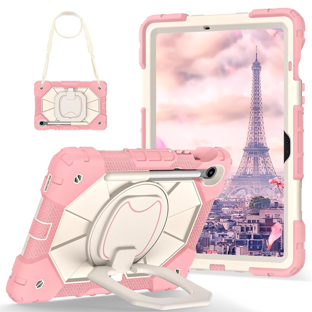 For Samsung Galaxy Tab S10 FE/Tab S9/Tab S9 FE.360° Rotating Grip Heavy Duty Protection Stand TPU+PC 3in1 Anti-knock Shockproof Tablets PC Case