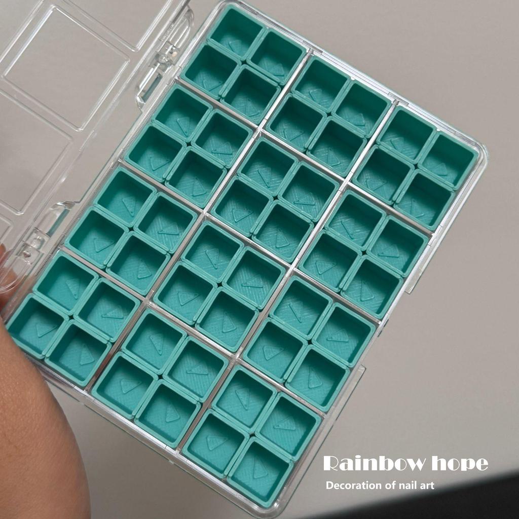 Macaron Pastel Non-Cross-Grid Small Nail Art Storage Box - Practical & Portable with Separate Compartments