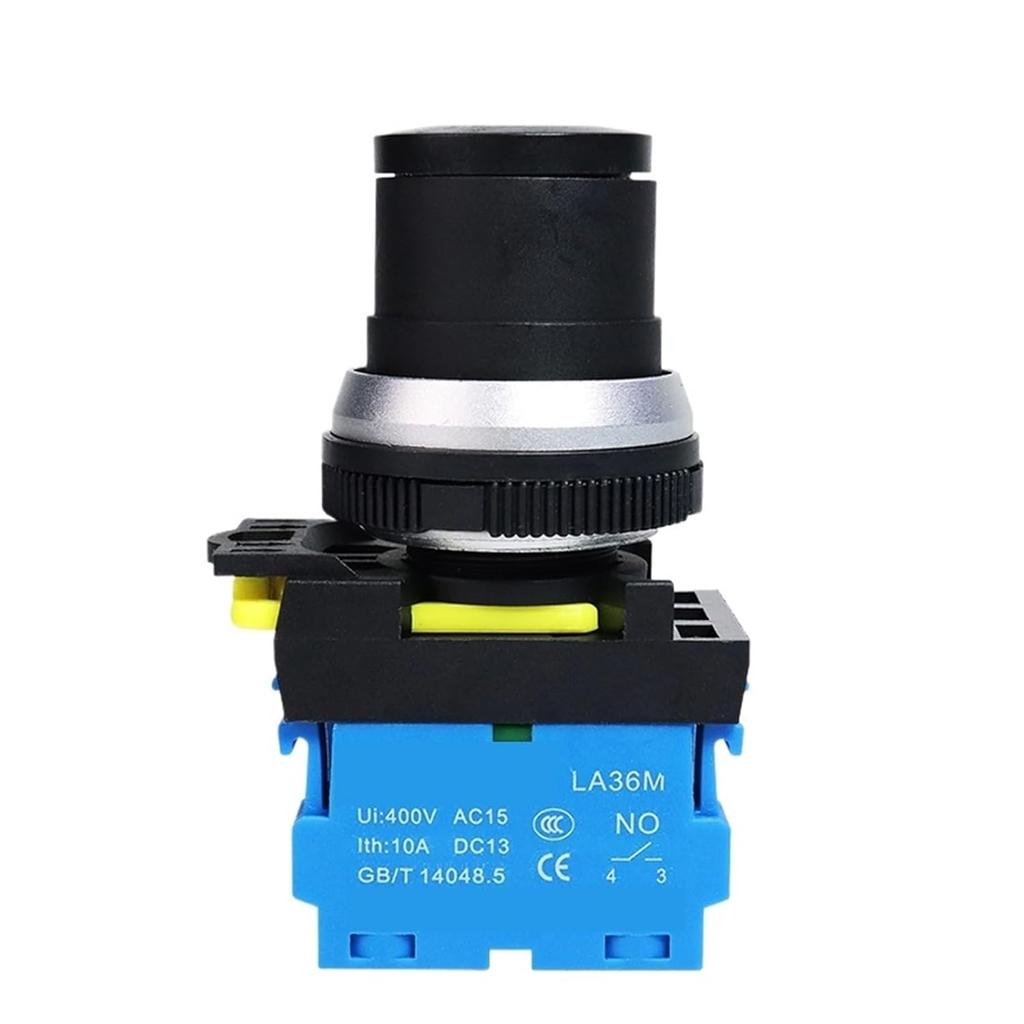 30mm Key Rotary Switch On Off LA36M Latching Self Locking Start Stop Electrical Knob Button Switches 10A 2NO(2 Position-1NO)