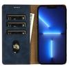 For iPhone 13 Pro Wallet Case Solid Color Leather Phone Cover