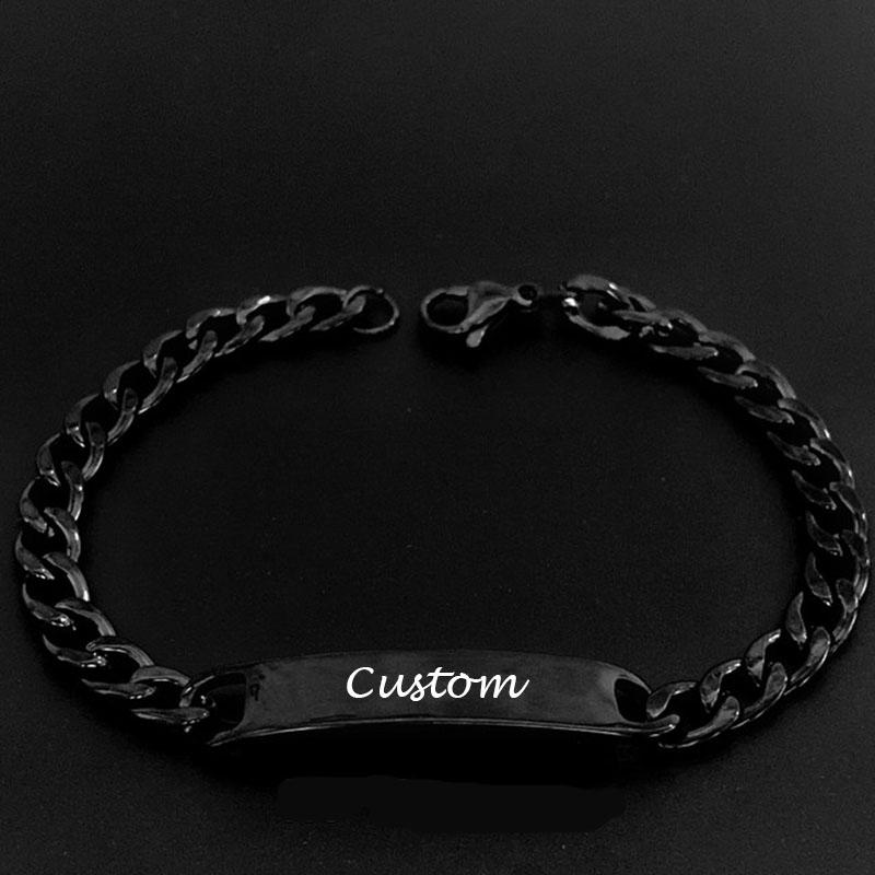 Words Bar Chain Bracelet For Men Women Stainless Steel Adjustable Engraving Bangle Party Jewelry Gift