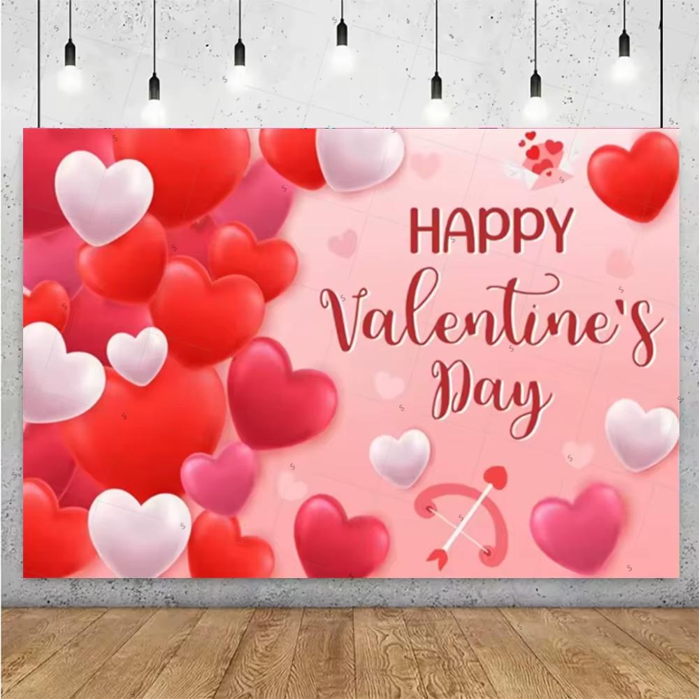 Balloon Red Love Heart Rose Background Happy Valentines Day Backdrop Supplies Valentines Day Party Decoration Photo Shoot Pro