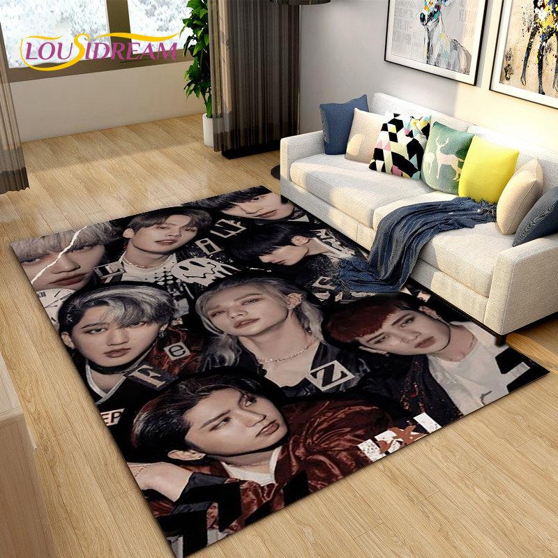 Kpop Singer Stray Kids Area Rug Large,Carpet Rug for Living Room Bedroom Sofa Doormat Decoration, Kids Play Non-slip Floor Mat