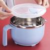 Large Capacity 304 Flash Stainless Steel Noodle Bowl with Japanese Bowl for Kids Lunch Container with Spoon Lid | Breakfast Boxes (Blue)