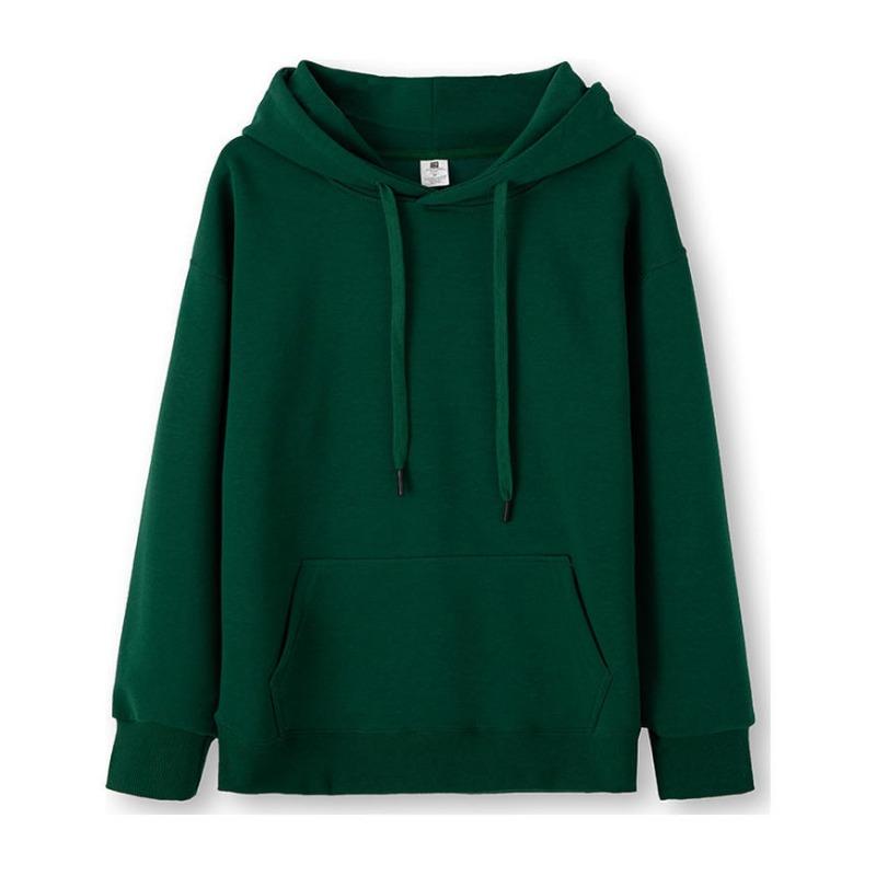 Autumn and Winter Long Sleeve Women Hooded Sweatshirt Loose Plus Size Casual Simple Thick Hooded Jacket Tops Solid Color Drawstring Office Clothing