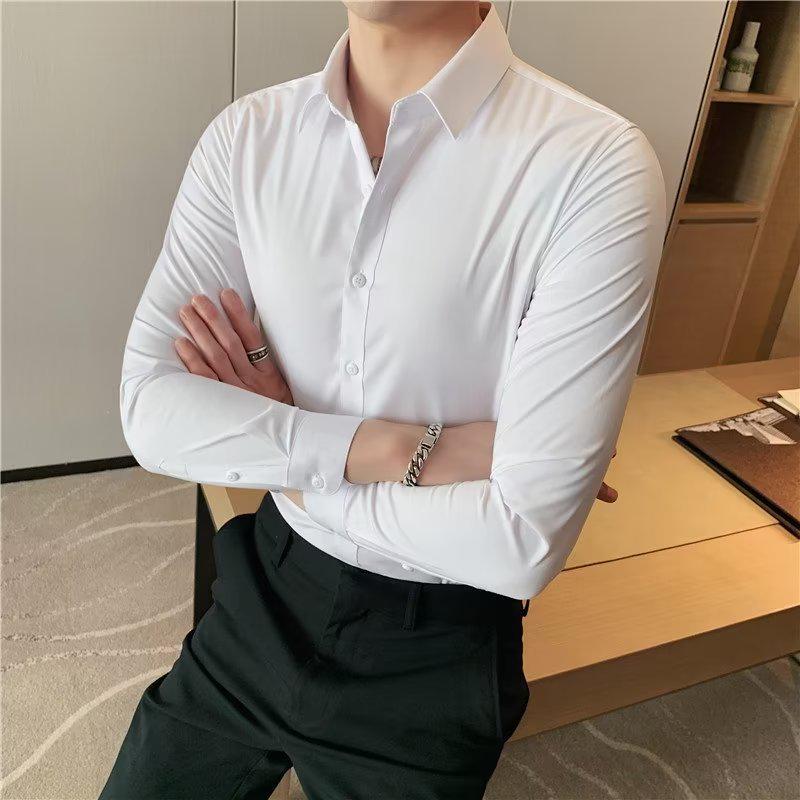 

Мужская бархатная рубашка с длинным рукавом приталенного кроя - Стильный зимний деловой кэжуал корейский тренд 3XL