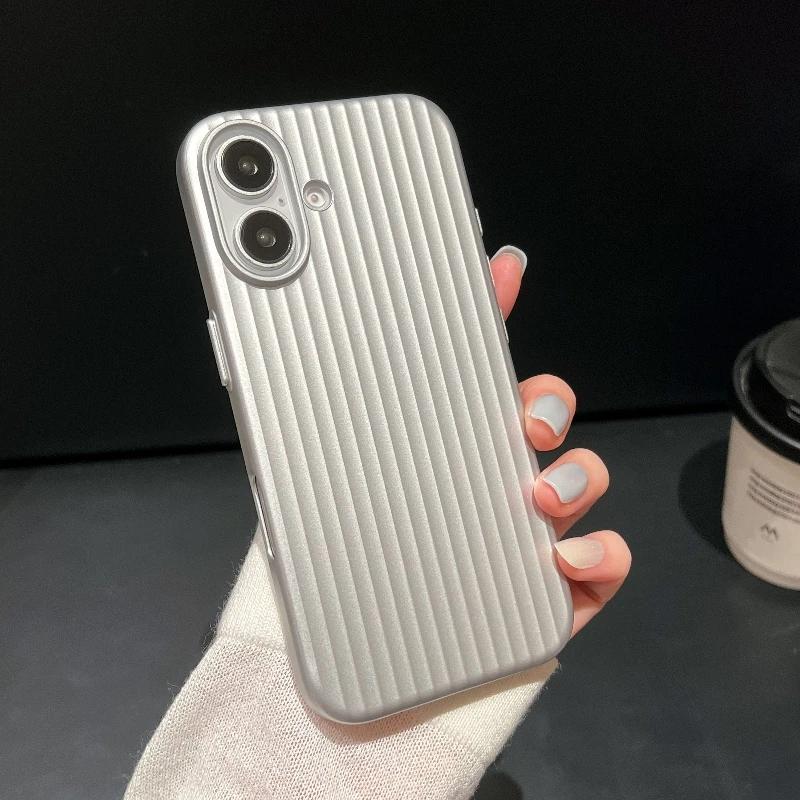 

Luxury Natural Titanium pc case for For Iphone16 15 14 13 pro max plus Electroplated grating corrugated hard back cover phone case for iphone14pro(6.1 )