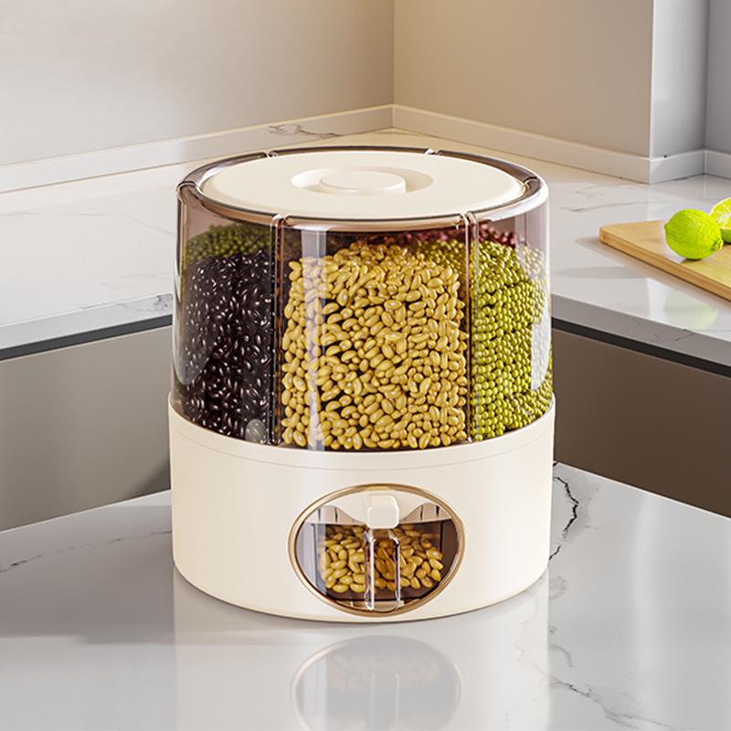 Rotating Seal Rice and Cereal Storage Bucket - Insect and Moisture-Proof, Food-Grade Container for Grain.