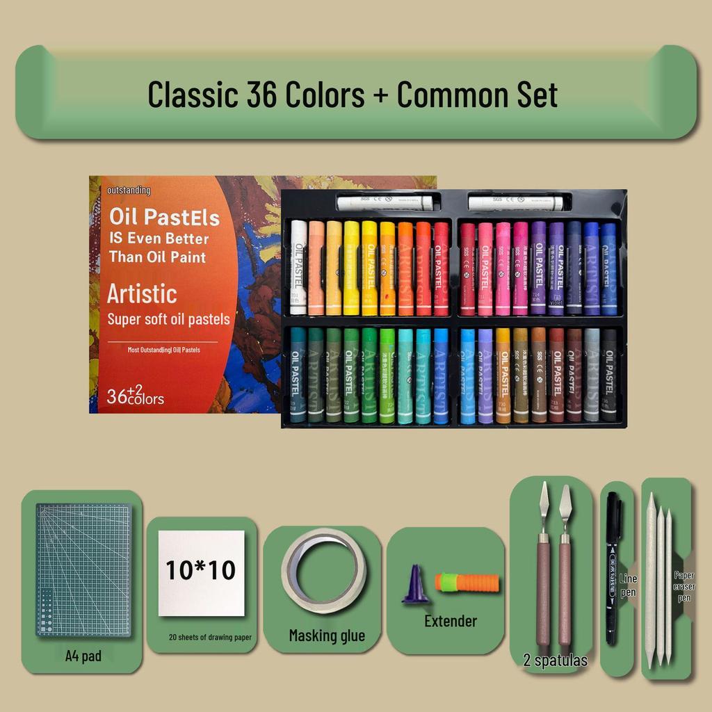 48-Color Super Soft Oil Pastels Set with Scraper - Child's Painting Kit