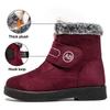 Fashion Thick Plush Warm Ankle Boots for Women Winter 2024 Flat Heels Non Slip Cotton Padded Shoes Woman Hook Loop Faux Fur Snow Boots