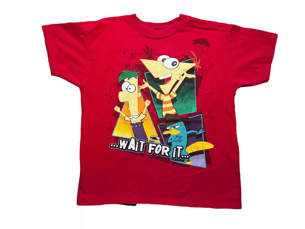 Новая популярная красная футболка Phineas & Ferb Хлопок Полный размер S-5XL Унисекс футболка M