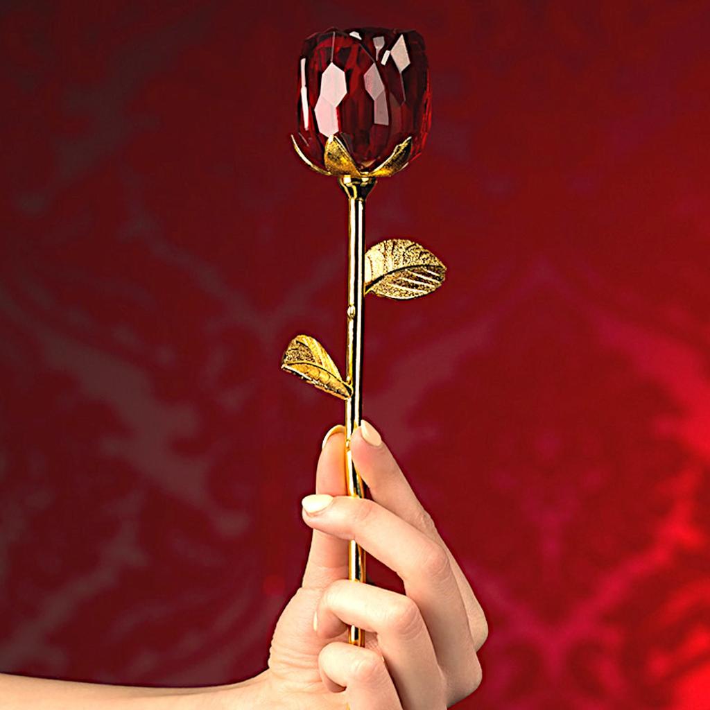 Beautiful crystal rose with vase symbol of love gift for wife girlfriend for birthday wedding anniversary Valentine's Day with decorative case