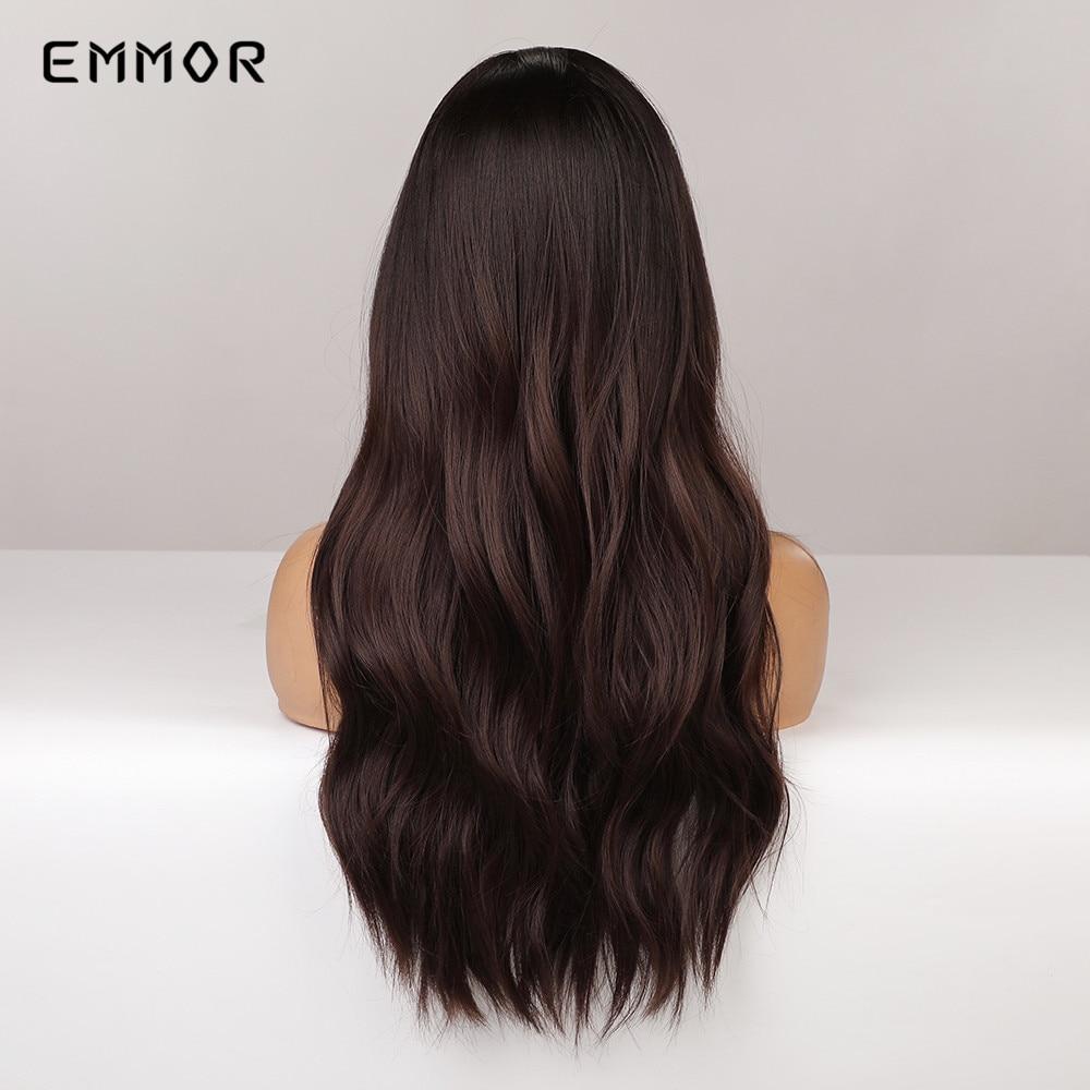 Dlouhé vlnité vlasy Typ Paruky pro ženy Tmavě hnědé s blond odlesky Cosplay Party Fashion Typ Paruka