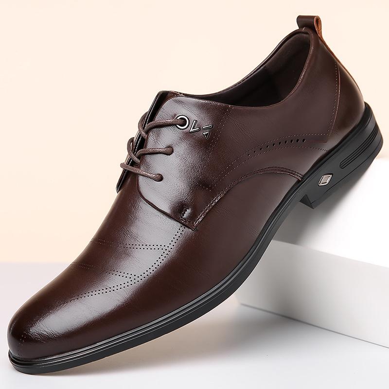 Fashion Designer Leather Platform Business Dress Shoes for Men Fashion Soft-soled Casual Spring Autumn Men's Point-toe Wedding Shoes Men