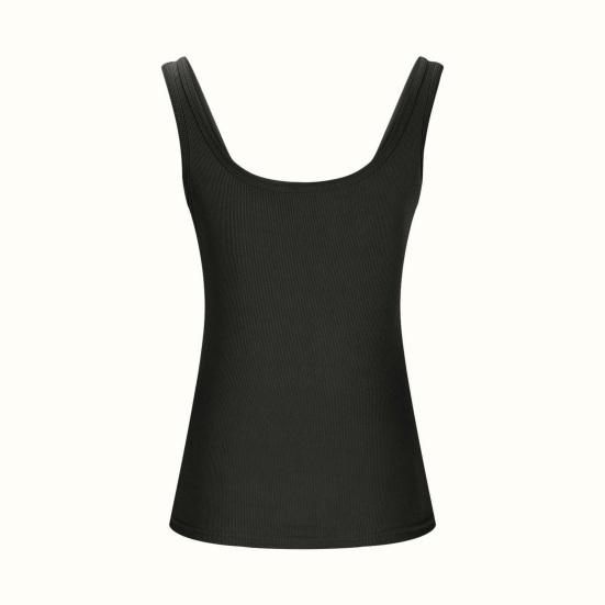 Women Tops U-Neck Sleeveless Slim Fit Solid Color Tank Tops Ribbed Elastic Summer Casual Vest